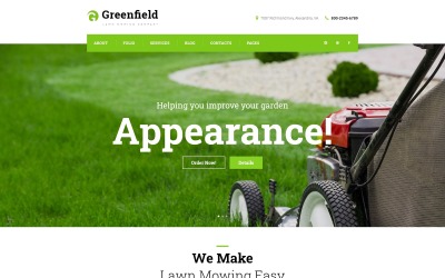 "GreenField - Lawn Mowing Company Responsive" - адаптивний WordPress шаблон №61117