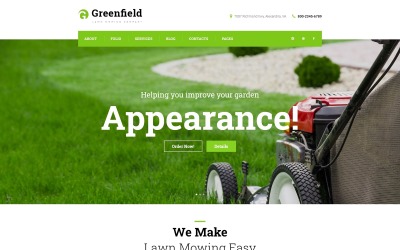 GreenField - Responsivt WordPress-tema för gräsklippningsföretag