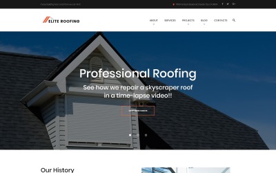 Modello WordPress Responsive #61169 "Elite Roofing Company"