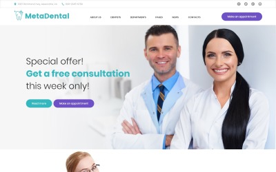 Tema WordPress Responsive #61239 "MetaDental - Private Dental Clinic Responsive"
