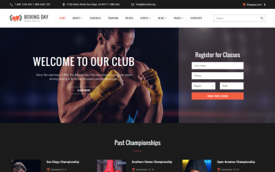День боксу - Шаблон адаптивного веб-сайту клубу стилю боксу