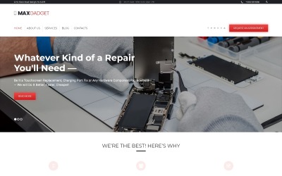 "MaxGadget - Computer Maintenance & Electronics Repair WordPress Theme" thème WordPress adaptatif #61379