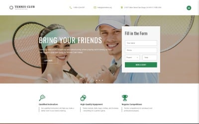Tennis Club - Sports &amp; Events Multipage Website Template