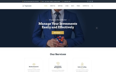 TopInvest - Modèle de site Web multi-pages réactif pour société d&amp;#39;investissement