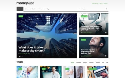 Moneywise - Шаблон веб-сайту з гнучким багатосторінковим журналом Financial News
