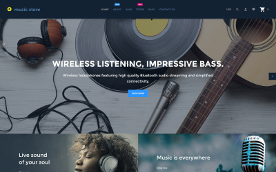 Responsivt Music Store - Audio & Music Store Shopify-tema #62062