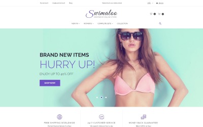 "Swimaloo - Swimwear Online Store" - адаптивний Magento шаблон №62080