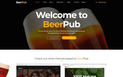 BeerPub - Ételek és éttermek többoldalas webhelysablon