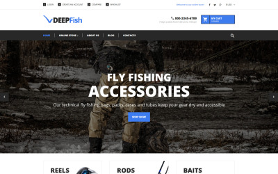 Fishing VirtueMart Template VirtueMart-mall #62170
