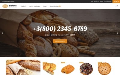 Bakerix - Адаптивна тема Magento для хлібобулочних виробів та тортів