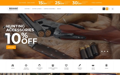 "BigHunt - Hunting Gear Store Template" Responsive Magento Thema №62287