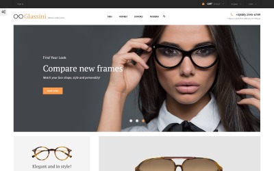 Glassini - Obchod s brýlemi reagující na téma PrestaShop