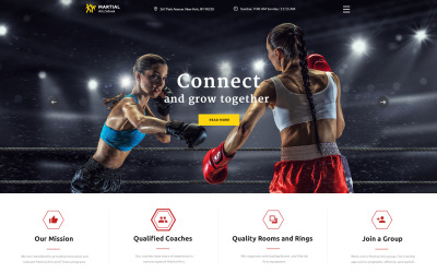 Plantilla de sitio web adaptable de varias páginas para la escuela de artes marciales