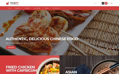 Tema Magento #62289 "YangXin - Chinese Restaurant Magento Theme"
