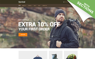 Bootstrap Survival - Travel Equipment Shopify-tema #62383