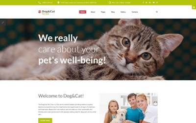 Cão e gato - modelo Joomla responsivo para clínica de animais de estimação