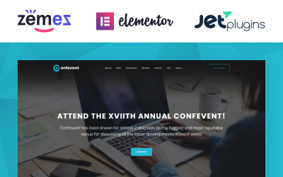 Confevent - Tema WordPress per landing page di eventi, ideale per siti web di pianificazione di conferenze.