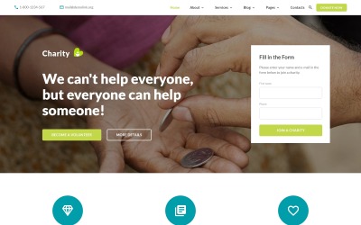 Charity HTML webbplats mall