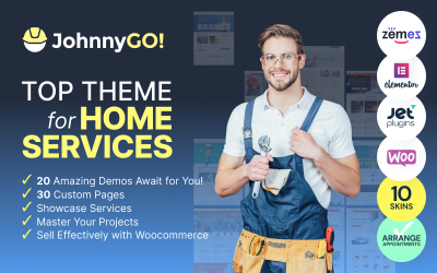 "JohnnyGo - Multipurpose Home Services" - адаптивний WordPress шаблон №62555