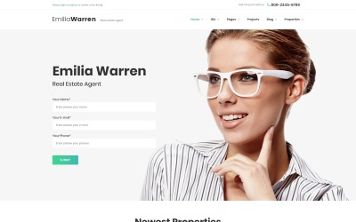 WordPress Theme namens "Emilia Warren - Real Estate" #63386