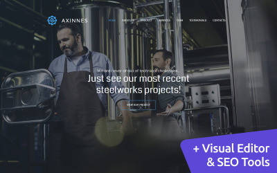 Axinnes - Steel Industrial Premium Moto CMS 3 Template Templates Moto CMS 3 №63471