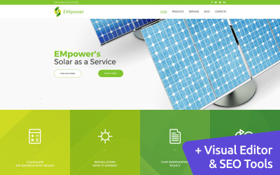 Responzivní Moto CMS 3 šablona "Solar Energy Moto CMS 3 Template" #63485