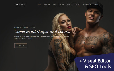 Tattoossi - Plantilla para salón de tatuajes Premium Moto CMS 3