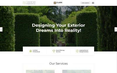 Plantilla de sitio web adaptable de diseño exterior de Clark