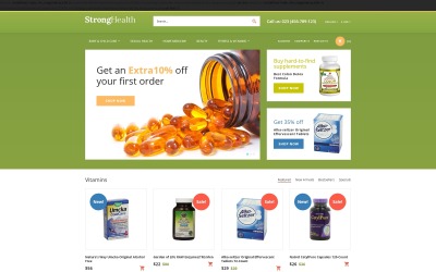 "StrongHealth - Drugstore" 响应式OpenCart模板 #63540
