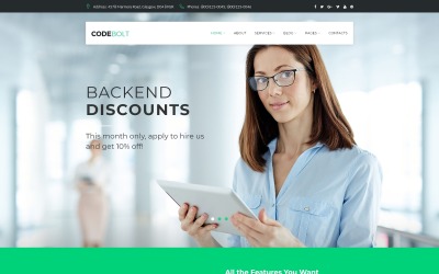 "CodeBolt - Software Company" 响应式WordPress模板 #63891