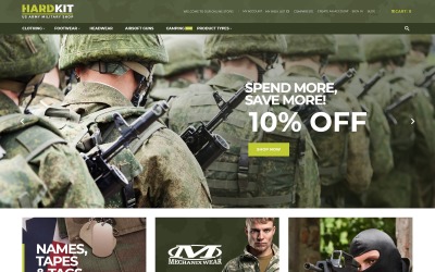 HardKit - az amerikai hadsereg katonai boltja, Magento téma