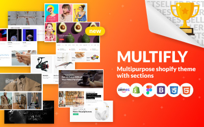 Shopify Theme namens "Multifly - Multipurpose Online Store" #63842