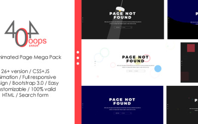 404 - Modèle de site Web Mega Pack de page animée