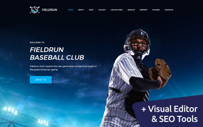 Responzivní Moto CMS 3 šablona "Fieldrun - Baseball Club Premium Moto CMS 3 Template" #64198