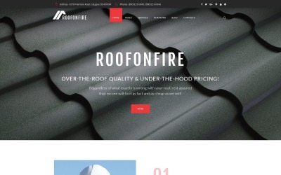 RoofOnFire - Tema WordPress responsivo da Roofing Company
