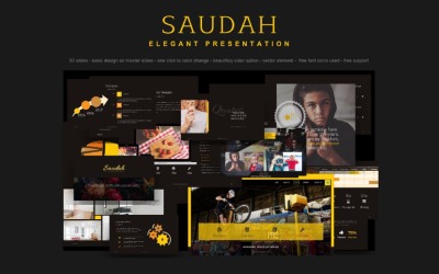 - Šablona aplikace PowerPoint pro elegantní prezentaci Saudah