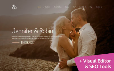 Jennifer &amp;amp; Robin - Esküvői prémium Moto CMS 3 sablon