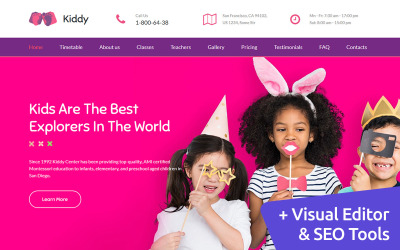 "Kiddy - Kids Center & Kindergarten Premium Moto CMS 3 Template" 响应式Moto CMS 3 模板 #64203