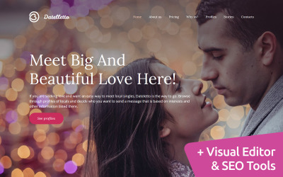 Plantilla Moto CMS 3 "Datelletto - Dating Premium" #64208