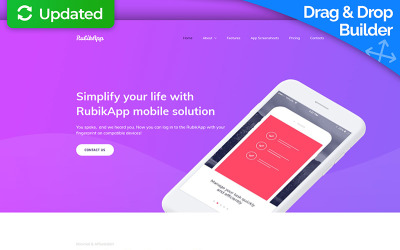 Reszponzív RubikApp - Mobile App Premium Moto CMS 3 sablon 64210