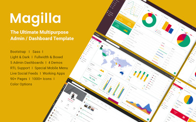 Magilla - Le modèle de tableau de bord / d'administration polyvalent ultime