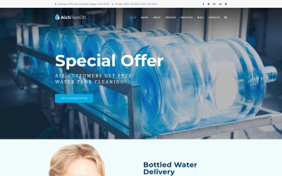AichTwoOh - Адаптивна WordPress тема служби доставки води