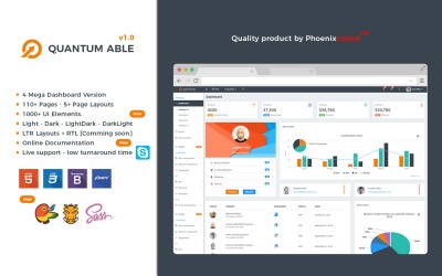 Modèle d'administration de tableau de bord Quantum Able Responsive Bootstrap 4