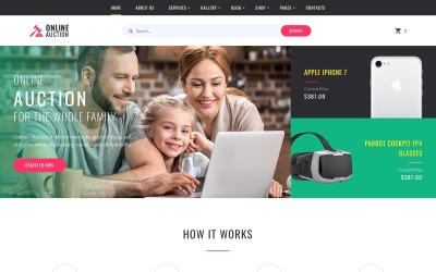 Responsivt Online Auction Multipage Hemsidemall #64509