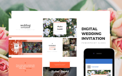 数字婚礼请柬，婚礼请柬，结婚礼物PowerPoint模板