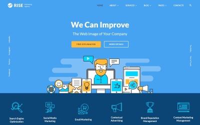 Rise - Modelo de site de várias páginas da agência de marketing