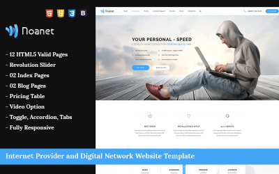 Noanet İnternet Sağlayıcısı ve Dijital Ağ Web Sitesi Şablonu
