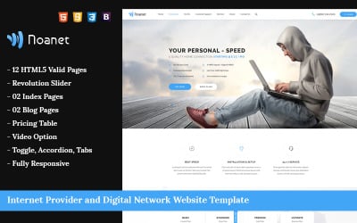 Plantilla de sitio web de red digital y proveedor de Internet de Noanet