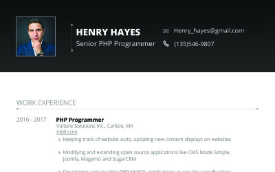 Henry Hayes - Modèle de CV de développeur Web