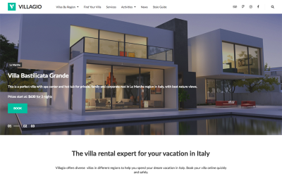 Motyw WordPress na temat wynajmu nieruchomości - Vilagio